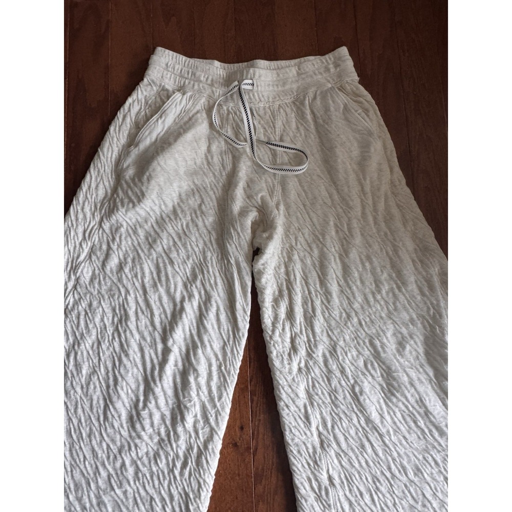 Free People Wait A Minute Wide Leg Lounge Cropped Pants in Cream Medium - Picture 2 of 10